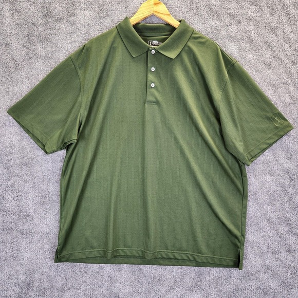 PGA Tour Other - PGA TOUR Polo Shirt Mens 2XL Green Performance Golf Tonal Stripe Short Sleeve